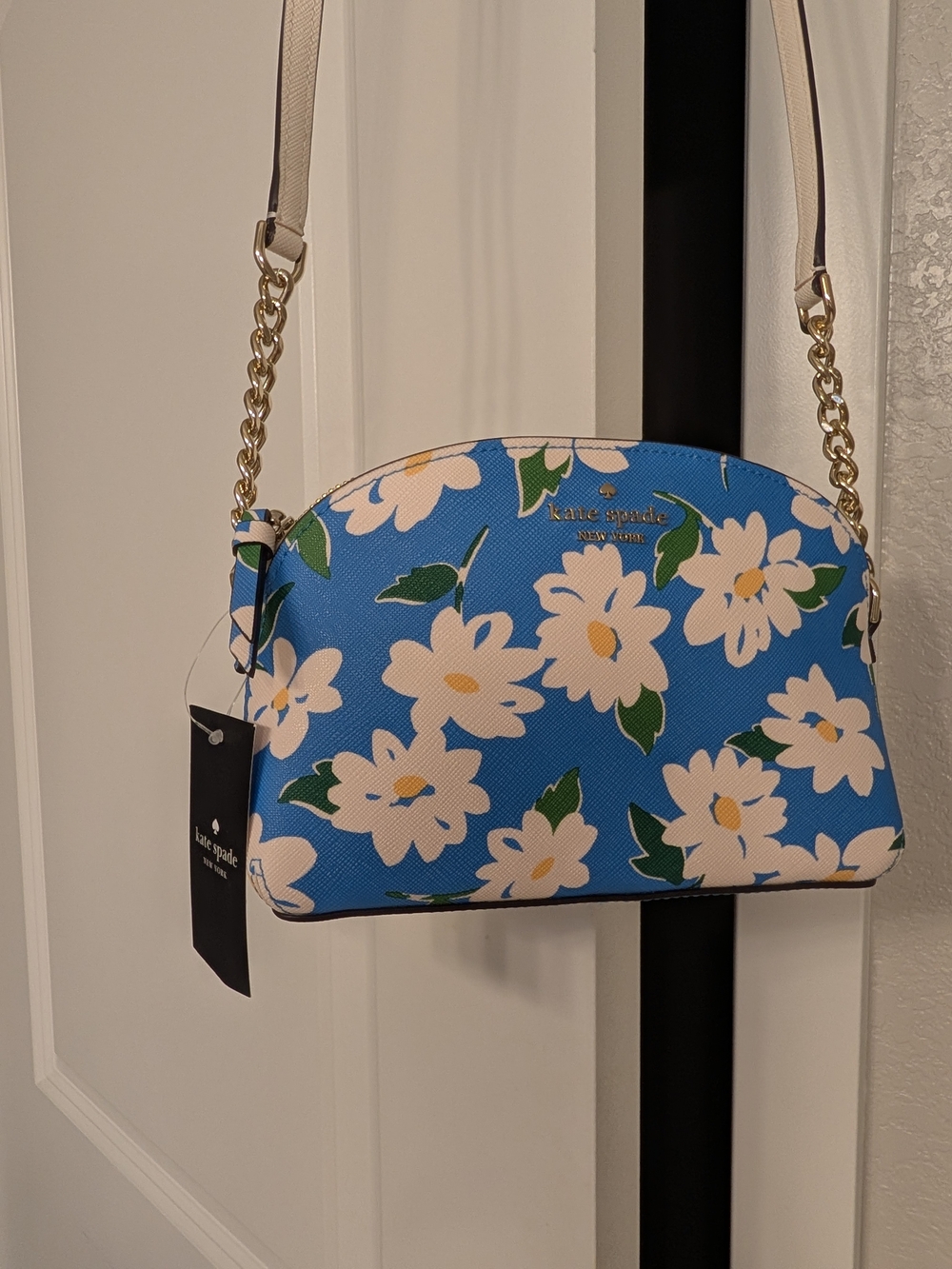 kate spade Blue Floral Dome Crossbody with Cream Strap